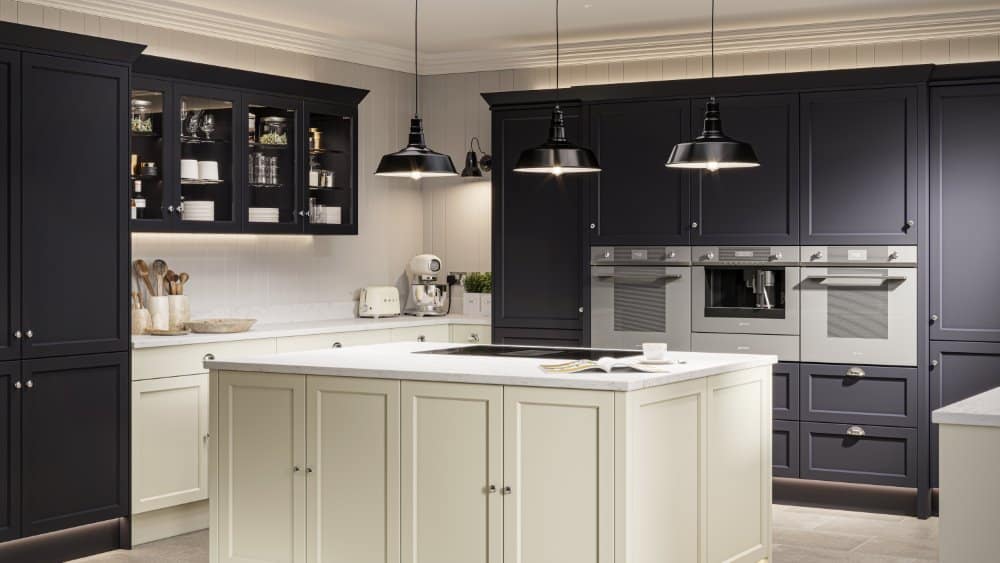 Lowdham-4 lowdham blue shaker kitchen with island