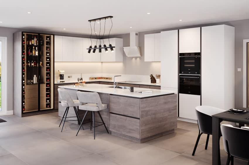 Vanquish-WhiteriverOak modern true handleless kitchen